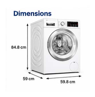 Bosch Series 8 Used Washing Machine 9 Kg, 1400RPM, i-DOS, EcoSilence Drive, AllergyPlus, HygienePlus, Home Connect, White, Model – WAV28KH0GC | 1 Month Brand Warnty Guaranteed lowest price in UAE.