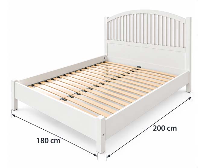 Used IKEA White King Size Bed Frame 180 × 200 cm – Elegant Arched Headboard, Wooden Slat Support, Classic White Finish - Image 3