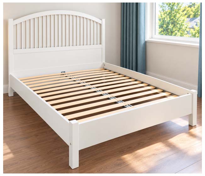 Used IKEA White King Size Bed Frame 180 × 200 cm – Elegant Arched Headboard, Wooden Slat Support, Classic White Finish - Image 2