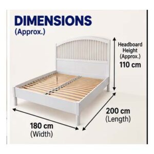 Used IKEA White King Size Bed Frame 180 × 200 cm – Elegant Arched Headboard, Wooden Slat Support, Classic White Finish