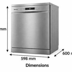 Hisense Freestanding Dishwasher, 8 Programs, 15 Place Settings, Stainless Steel, Color Silver Model – HS623E90X – Brand New Without Original Box